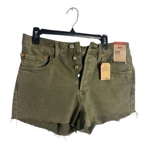 Levi’s 501 ORIGINAL FIT HIGH RISE BUTTON FLY GREEN SHORTS Women’s Size 30 NWT